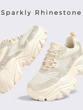 Women’s Chunky Sneakers Casual Leather Walking Sneakers